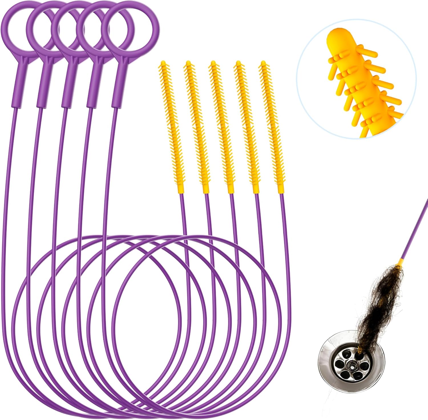 Drain Snake Flexible - 35-Inch Drain Snake Hair Clog Remover,